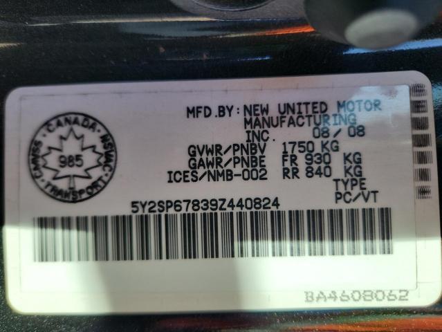 5Y2SP67839Z440824 - 2009 PONTIAC VIBE გრაფიტი ფოტო 12