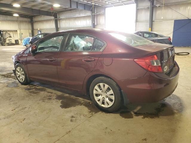 19XFB2F56CE376281 - 2012 HONDA CIVIC LX BURGUNDY photo 2