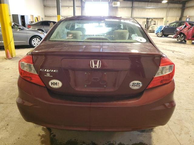19XFB2F56CE376281 - 2012 HONDA CIVIC LX BURGUNDY photo 6