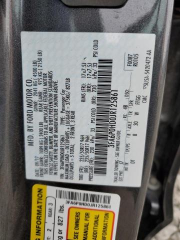 3FA6P0HD0JR125861 - 2018 FORD FUSION SE CHARCOAL photo 12