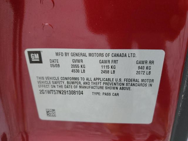 2G1WT57N291308104 - 2009 CHEVROLET IMPALA 1LT BROWN photo 12