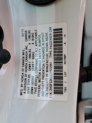 2HGFC2F7XJH522991 - 2018 HONDA CIVIC EX Weiß Foto 12