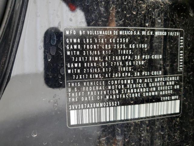 3VV3B7AX8MM025521 - 2021 VOLKSWAGEN TIGUAN SE Negro foto 13