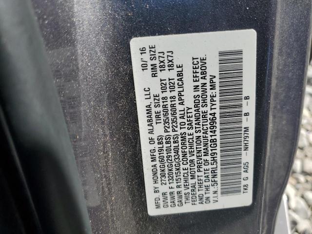 5FNRL5H91GB149964 - 2016 HONDA ODYSSEY TOURING 灰色 照片 13