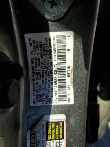 1HGFA16566L039815 - 2006 HONDA CIVIC LX GRAY photo 12