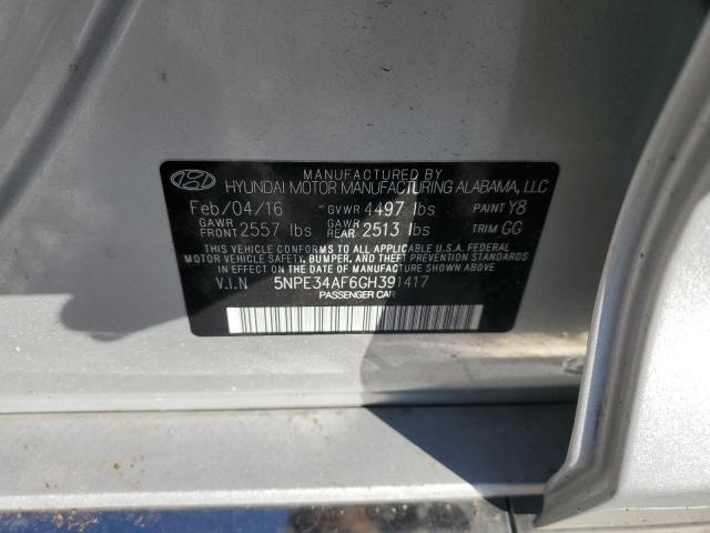 5NPE34AF6GH391417 - 2016 HYUNDAI SONATA SPORT SILVER photo 12