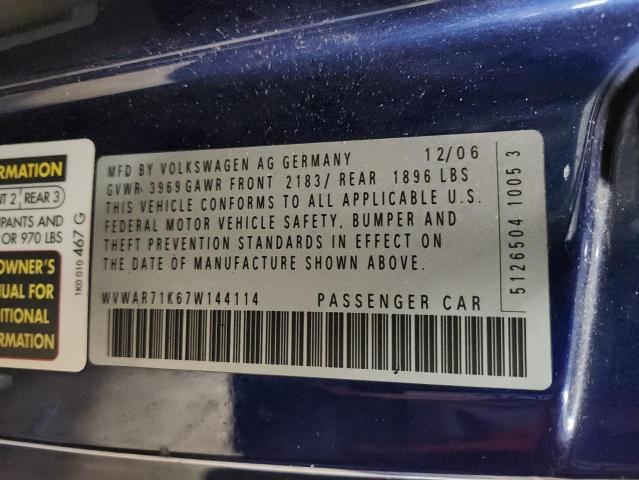 WVWAR71K67W144114 - 2007 VOLKSWAGEN RABBIT 蓝色 照片 13