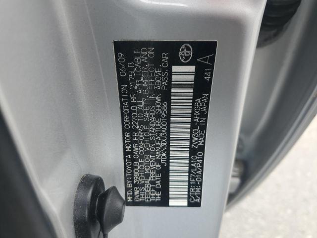 JTDKN3DU3A0019586 - 2010 TOYOTA PRIUS SILVER photo 12