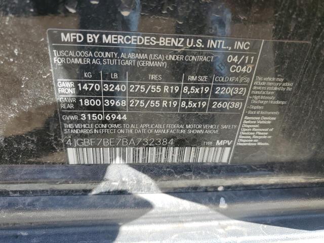 4JGBF7BE7BA732384 - 2011 MERCEDES-BENZ GL 450 4MATIC BLACK photo 13