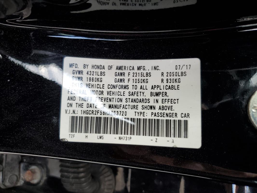 1HGCR2F58HA263720 - 2017 HONDA ACCORD SPORT BLACK photo 13