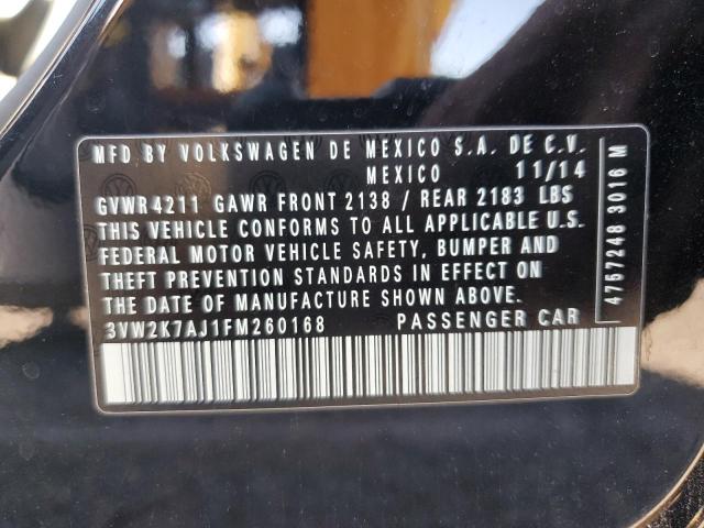 3VW2K7AJ1FM260168 - 2015 VOLKSWAGEN JETTA BASE Schwarz Foto 12