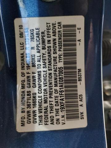 19XFA1F61AE087005 - 2010 HONDA CIVIC LX-S 蓝色 照片 12