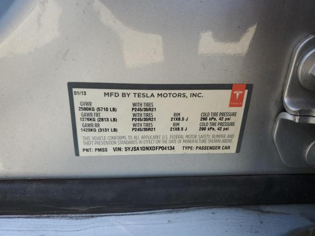 5YJSA1DNXDFP04134 - 2013 TESLA MODEL S SILVER photo 12