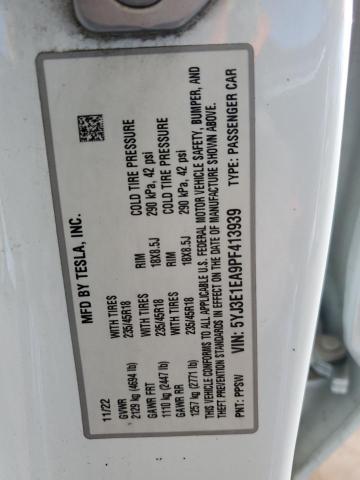 5YJ3E1EA9PF413939 - 2023 TESLA MODEL 3 WHITE photo 12