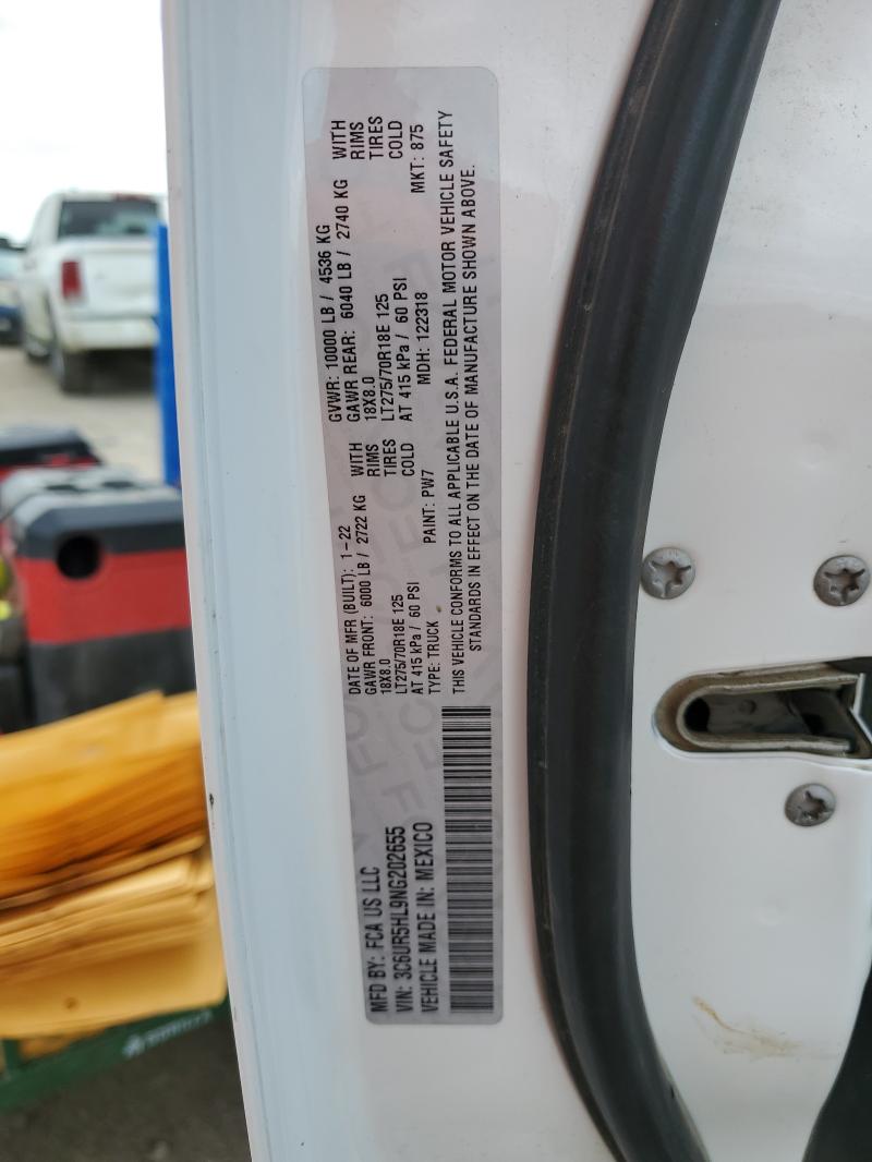 3C6UR5HL9NG202655 - 2022 RAM 2500 TRADESMAN 白色 照片 12