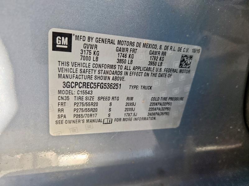 3GCPCREC5FG536251 - 2015 CHEVROLET SILVERADO C1500 LT ლურჯი ფოტო 12