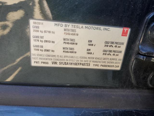5YJSA1H16EFP48723 - 2014 TESLA MODEL S أخضر صورة 13