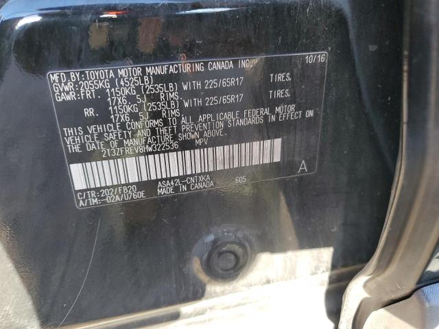 2T3ZFREV8HW322536 - 2017 TOYOTA RAV4 LE შავი ფოტო 13