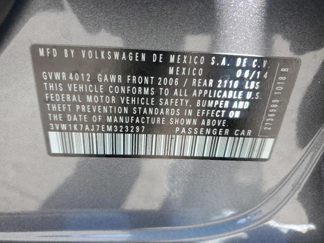 3VW1K7AJ7EM323297 - 2014 VOLKSWAGEN JETTA BASE GRAY photo 12