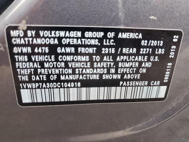 1VWBP7A30DC104916 - 2013 VOLKSWAGEN PASSAT SE GRAY photo 12