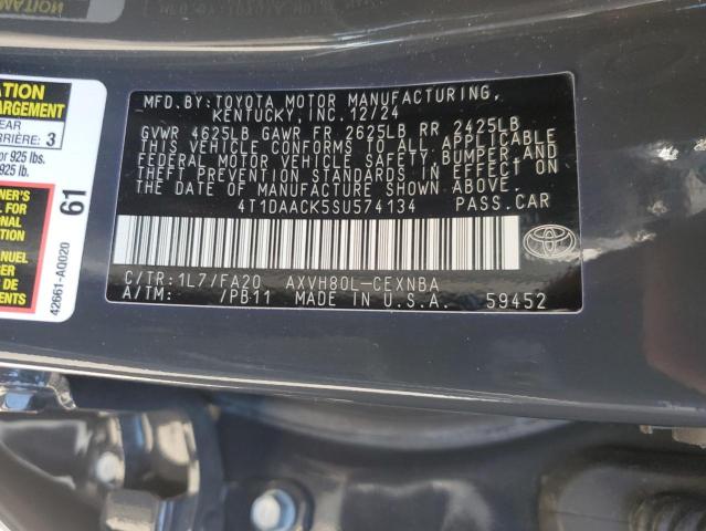 4T1DAACK5SU574134 - 2025 TOYOTA CAMRY XSE GRAY photo 13