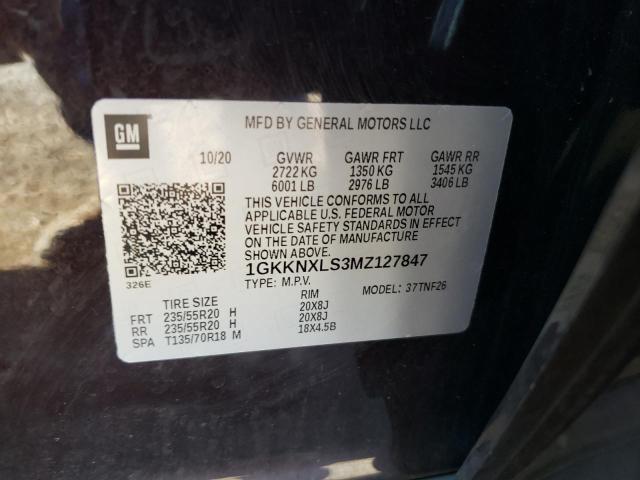 1GKKNXLS3MZ127847 - 2021 GMC ACADIA DENALI 勃艮第红 照片 14