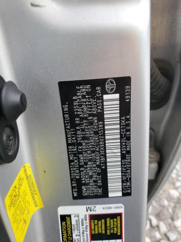 4T1BF3EK6BU215389 - 2011 TOYOTA CAMRY BASE SILVER photo 12