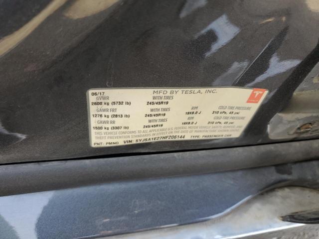 5YJSA1E27HF206144 - 2017 TESLA MODEL S Сұр фото 13