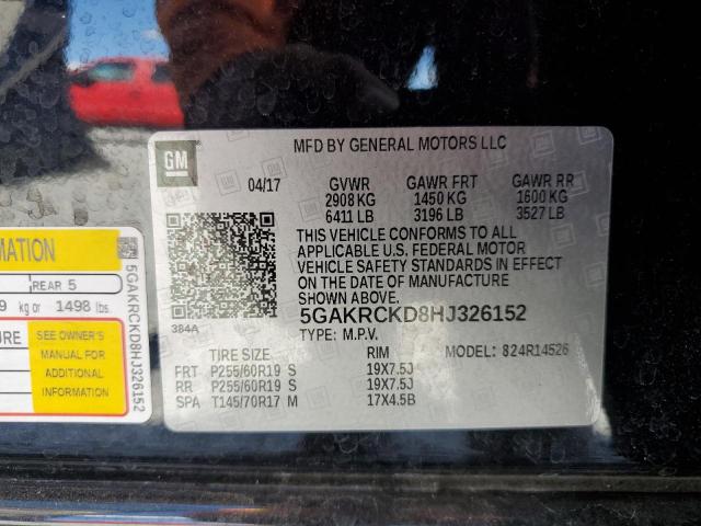 5GAKRCKD8HJ326152 - 2017 BUICK ENCLAVE BLACK photo 14