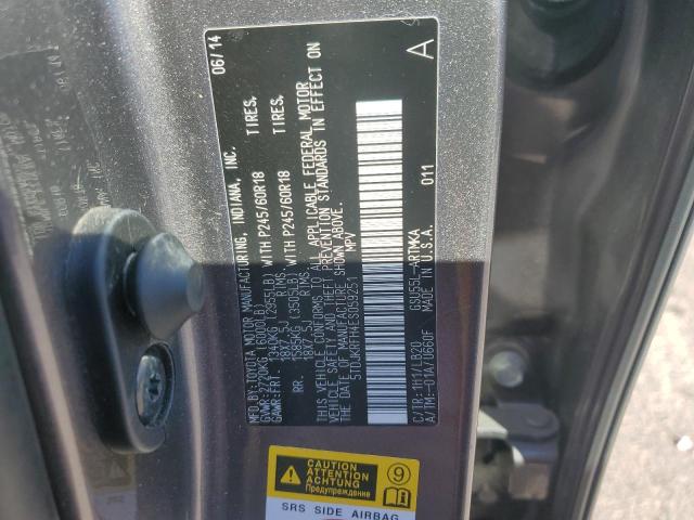 5TDJKRFH4ES059251 - 2014 TOYOTA HIGHLANDER XLE GRAY photo 14