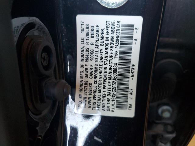 19XFC2F52JE000834 - 2018 HONDA CIVIC LX 黑色 照片 12