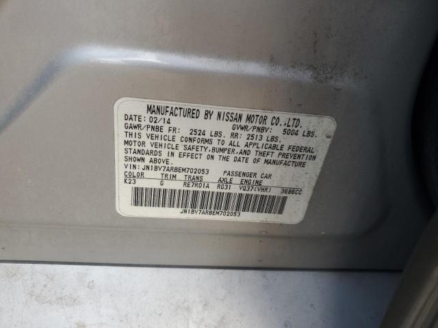 JN1BV7AR8EM702053 - 2014 INFINITI Q50 BASE SILVER photo 12