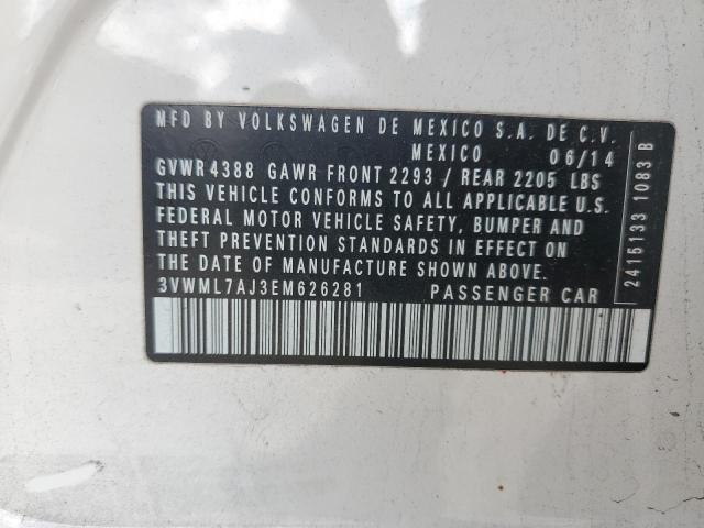 3VWML7AJ3EM626281 - 2014 VOLKSWAGEN JETTA TDI WHITE photo 12