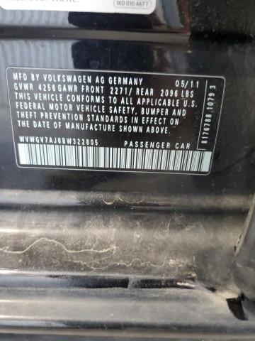 WVWGV7AJ6BW322805 - 2011 VOLKSWAGEN GTI BLACK photo 13