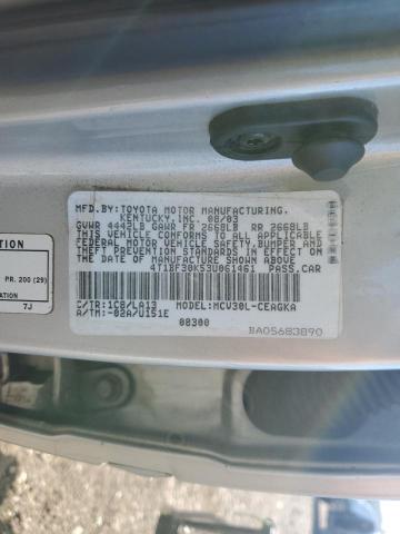 4T1BF30K53U061461 - 2003 TOYOTA CAMRY LE ვერცხლისფერი ფოტო 12
