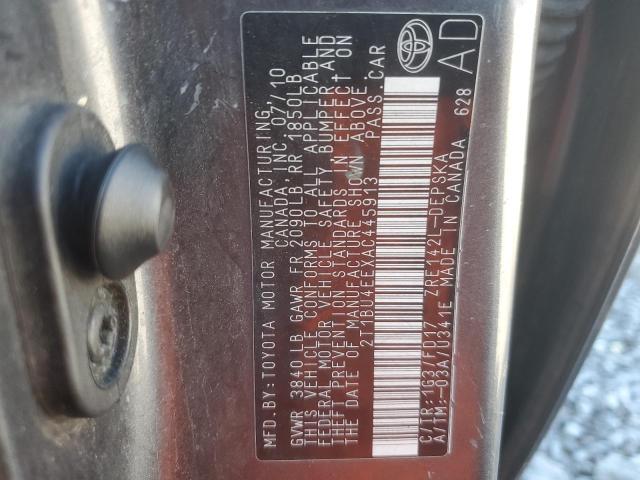 2T1BU4EEXAC445913 - 2010 TOYOTA COROLLA BASE 灰色 照片 12