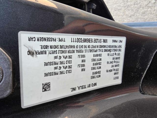 5YJ3E1EB6MF030111 - 2021 TESLA MODEL 3 CHARCOAL photo 10