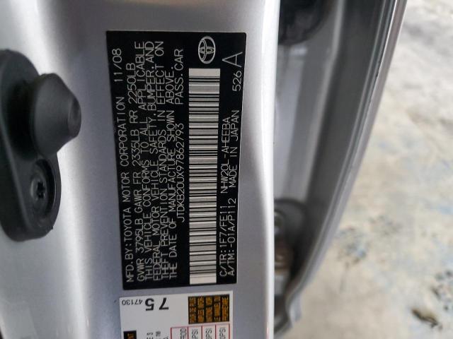 JTDKB20UX97862793 - 2009 TOYOTA PRIUS SILVER photo 12