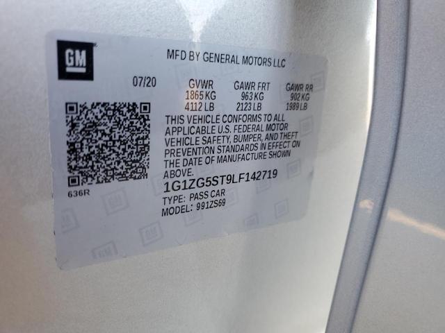 1G1ZG5ST9LF142719 - 2020 CHEVROLET MALIBU RS SILVER photo 12