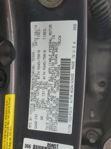 5TFJX4GN3FX038038 - 2015 TOYOTA TACOMA DOUBLE CAB PRERUNNER GRAY photo 12