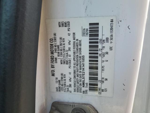 NM0LS7E21K1411055 - 2019 FORD TRANSIT CO XL 黄色 照片 12