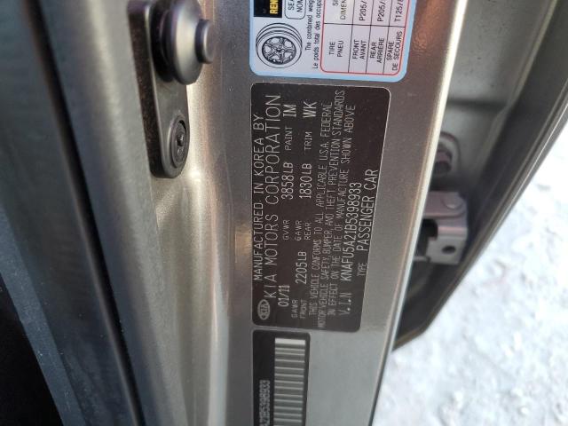 KNAFU5A21B5398933 - 2011 KIA FORTE EX SILVER photo 12