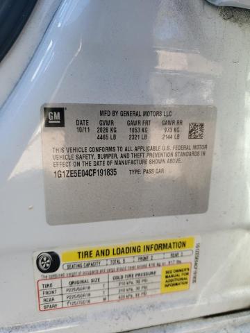 1G1ZE5E04CF191835 - 2012 CHEVROLET MALIBU LTZ 白色 照片 12