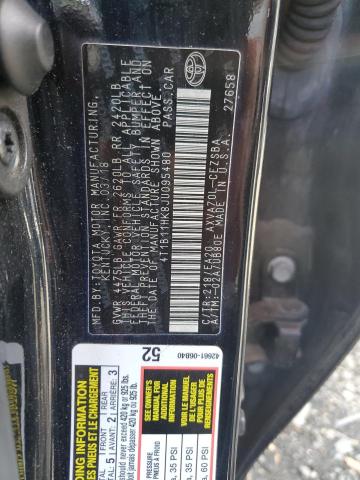 4T1B11HK8JU095480 - 2018 TOYOTA CAMRY L BLACK photo 12