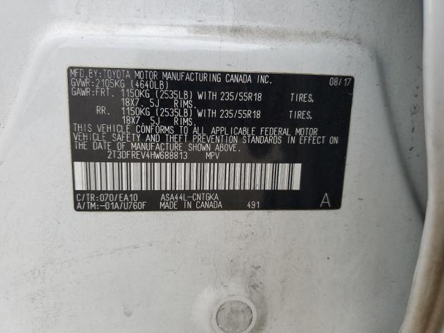 2T3DFREV4HW688813 - 2017 TOYOTA RAV4 LIMITED Blanco foto 12