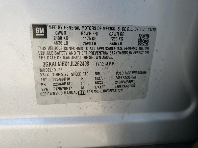 3GKALMEX1JL262403 - 2018 GMC TERRAIN SLE Silber Foto 13