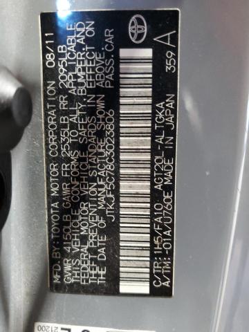 JTKJF5C78C3023806 - 2012 TOYOTA SCION TC 灰色 照片 13