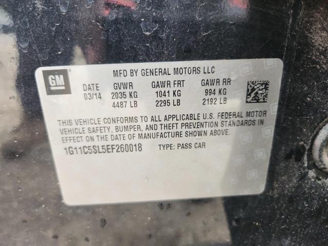 1G11C5SL5EF260018 - 2014 CHEVROLET MALIBU 1LT 黑色 照片 12