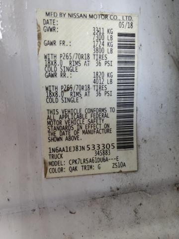 1N6AA1EJ8JN533305 - 2018 NISSAN TITAN S 白色 照片 12