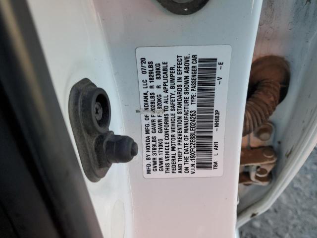 19XFC2E88LE024263 - 2020 HONDA CIVIC SPORT 白色 照片 12